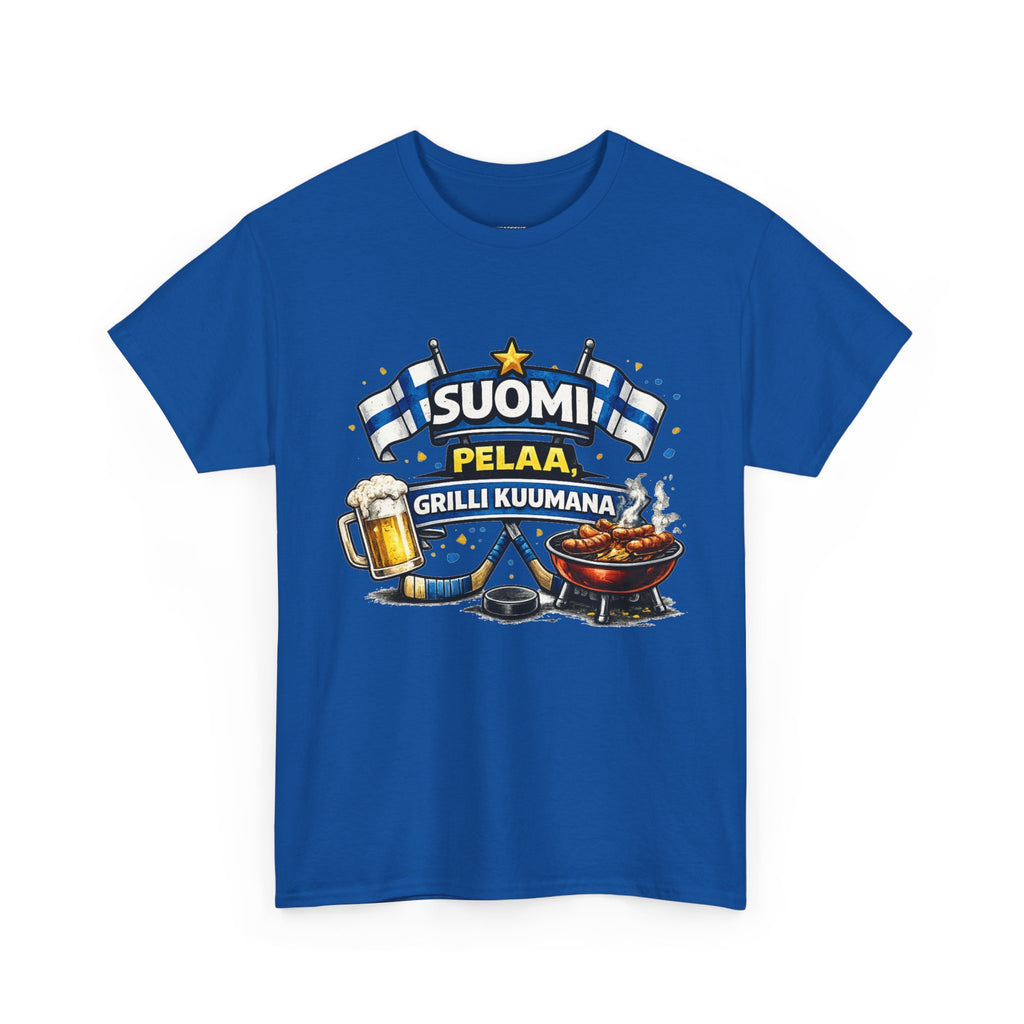 Suomi Pelaa Grilli Kuumana - Unisex t-paita