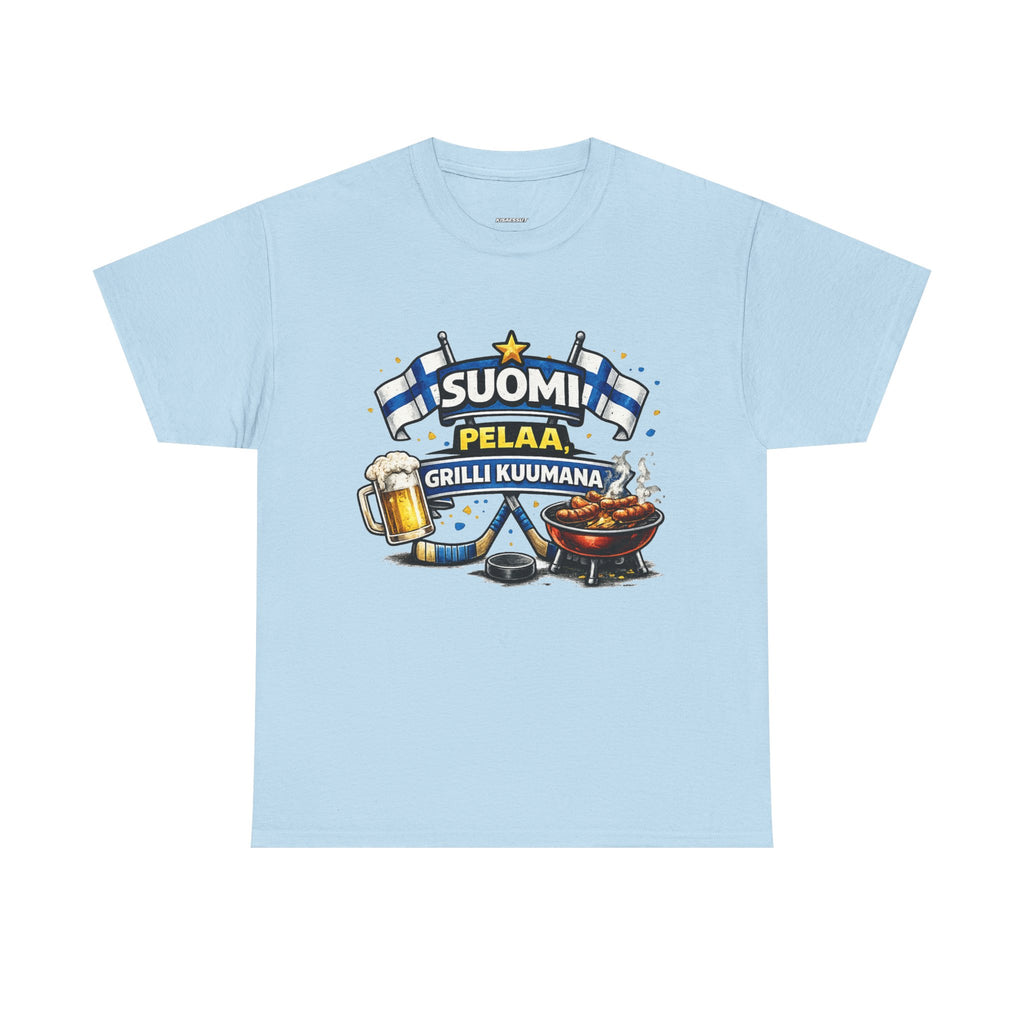 Suomi Pelaa Grilli Kuumana - Unisex t-paita