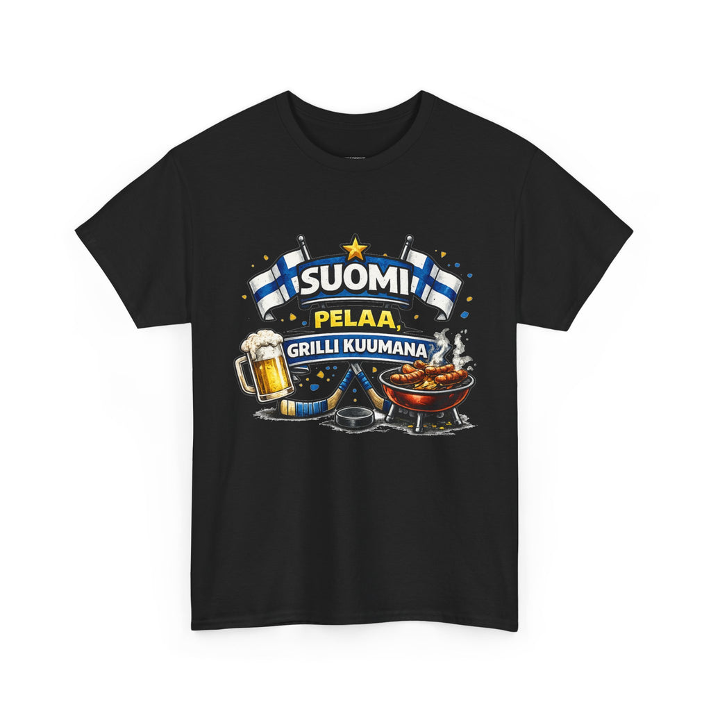Suomi Pelaa Grilli Kuumana - Unisex t-paita