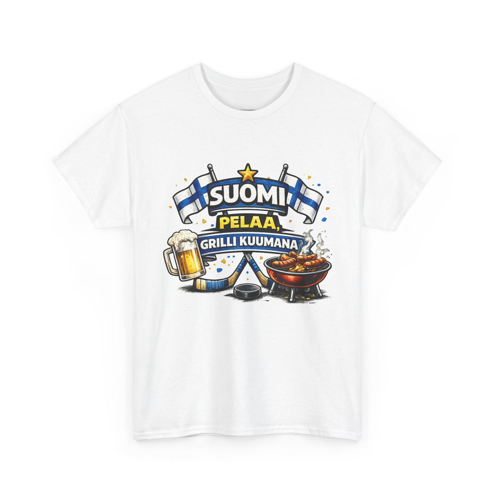 Suomi Pelaa Grilli Kuumana - Unisex t-paita