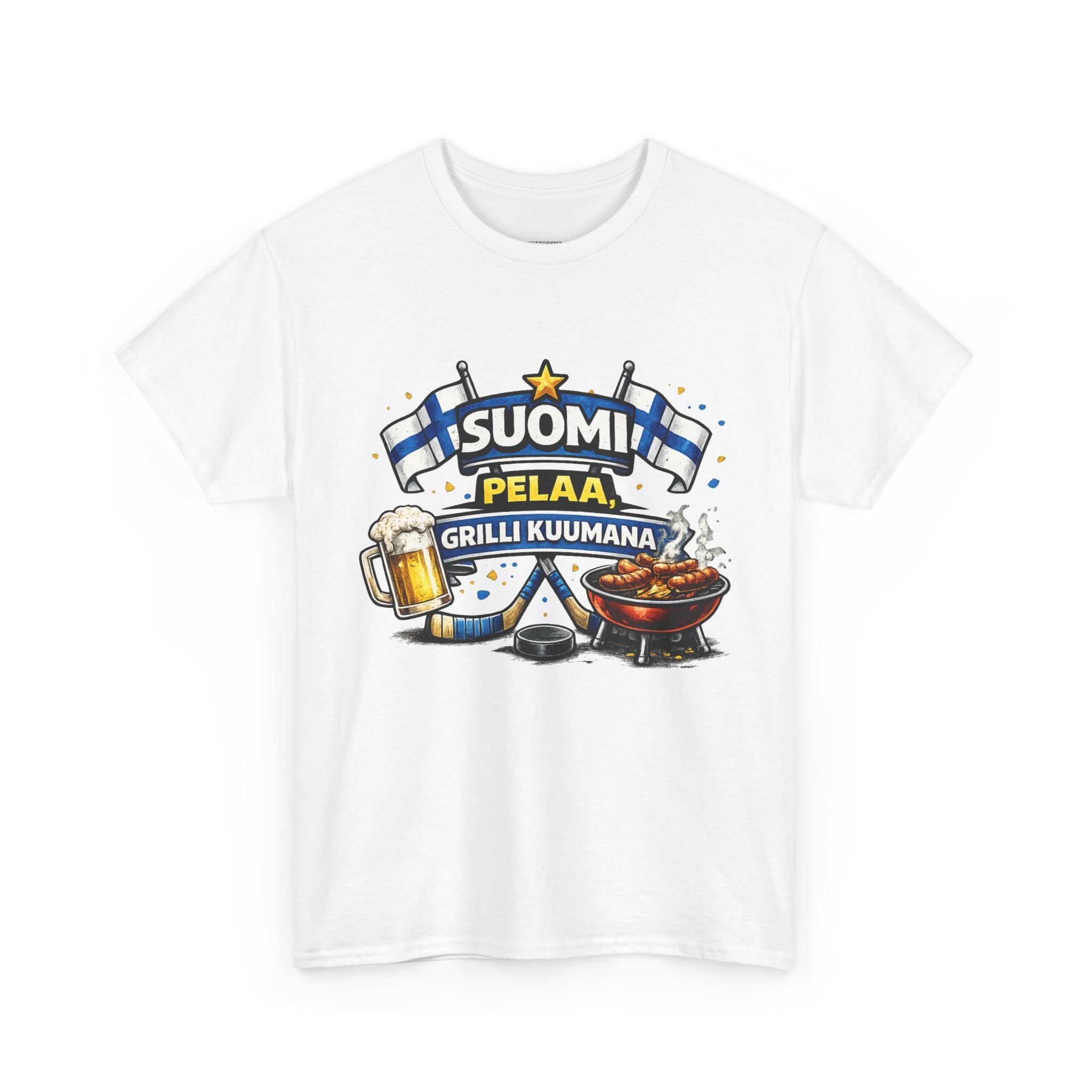 Suomi Pelaa Grilli Kuumana - Unisex t-paita